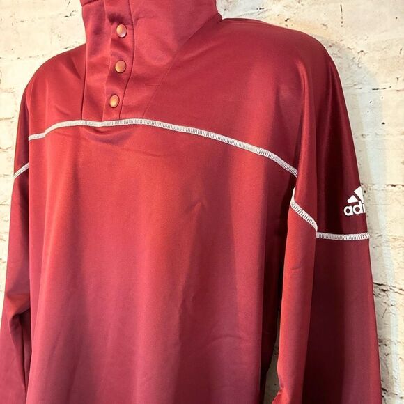 Adidas Stadium 1/4 Snap Sleeve Knit Pullover Midweight Red White Mens Size L - Picture 4 of 9